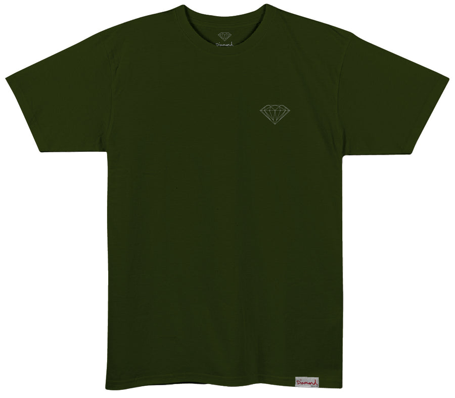 Modelo usando Camiseta Diamond Supply Co Brilliant Ii Masculina, cor HERB.